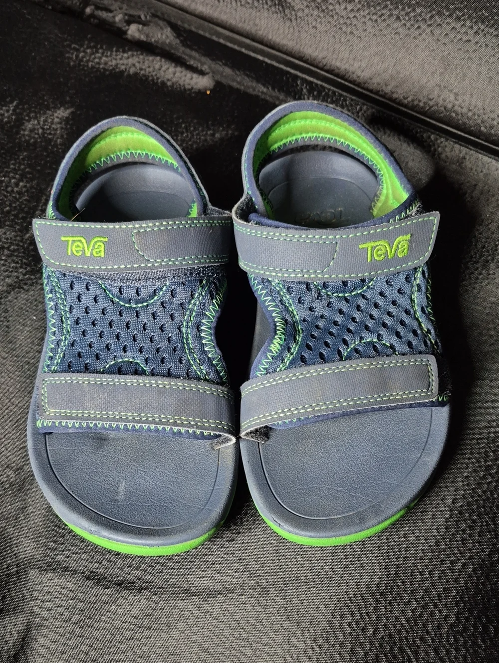 Teva Children's 12 Navy & Lime Green Kids' Adjustable Sandals